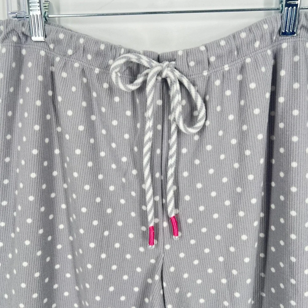 Cuddl Duds Womens Jogger PJ Set Grey Polka Dot Stripe Waffle Knit Large NWT